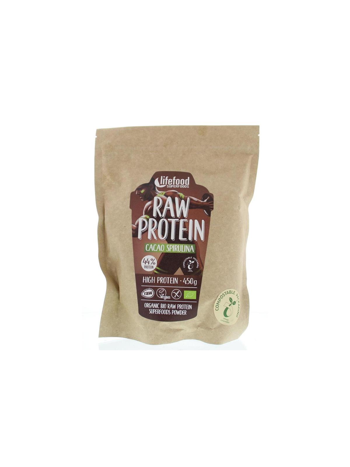 Protein poeder cacao spirulina raw bio