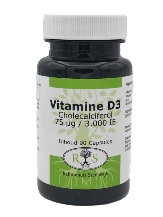 Reformhuis Steenwijk Vitamine D3 Cholecalciferol 75 ug / 3000 IE 90 caps